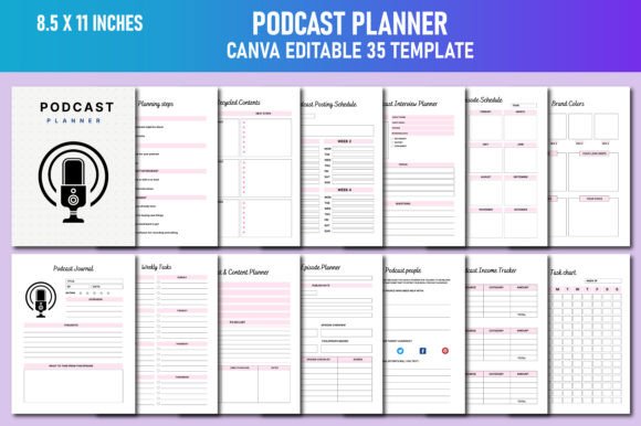 Download Podcast Planner Canva KDP - Planner Collection