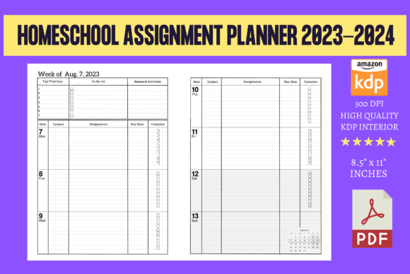 Download Homeschool Assignment Planner 2023-2024 - Planner Collection