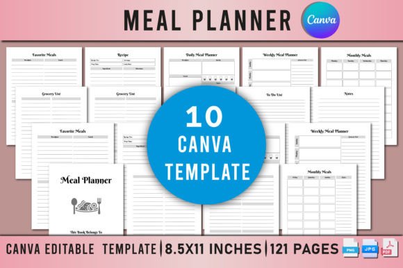 Download Editable Meal Planner Bundle for Canva - Planner Collection