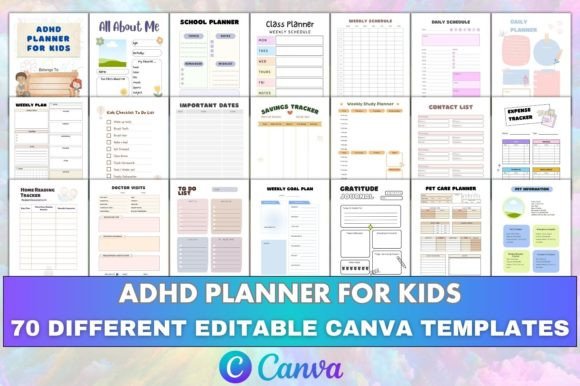 Download Canva Editable ADHD Planner for Kids KDP - Planner Collection
