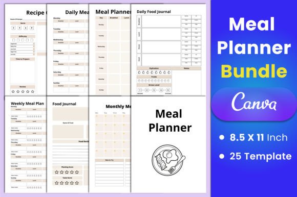 Download Editable Meal Planner Bundle Canva - Planner Collection