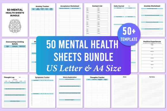 Download Editable 50 Mental Health Sheets Bundle - Sheets Collection