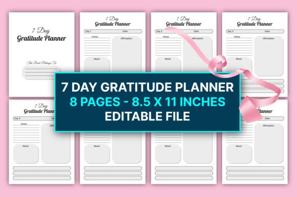 Download Editable 7 Day Gratitude Planner for KDP - Planner Collection
