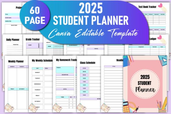 Download Editable 2025 Student Planner Canva KDP - Planner Collection