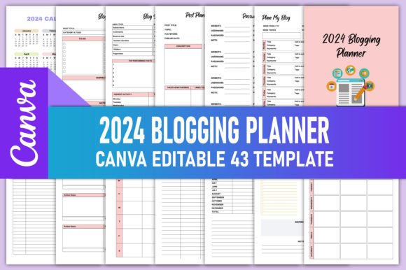 Download Editable 2024 Blogging Planner Canva KDP - Planner Collection