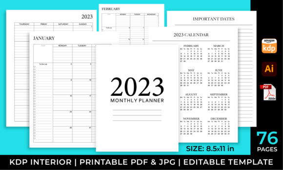 Download 2023 Monthly Planner | Lined Calendar - Planner Collection