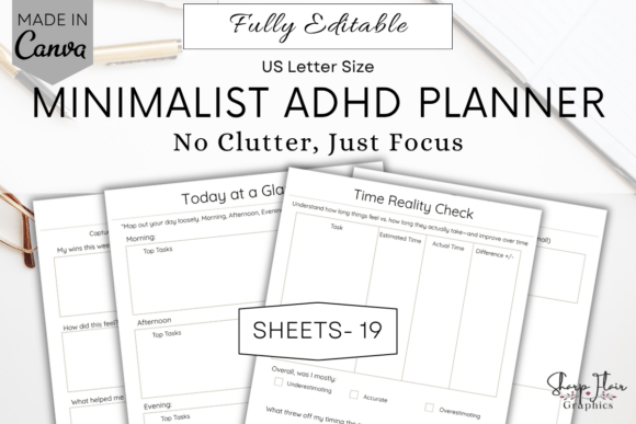 Download Minimalist ADHD Planner Bundle Canva - Planner Collection