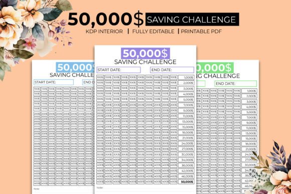 Download 50K Saving Challenge Journal Kdp Planner - Planner Collection