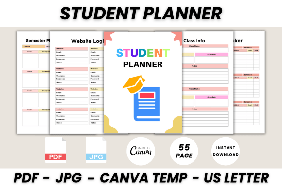 Download Student Planner Canva Template - Planner Collection
