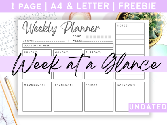 Download Week at a Glance Weekly Planner Inserts - Planner Collection