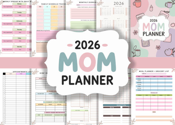 Download 2026 Mom Planner 👩‍👧 KDP Interiors - Planner Collection