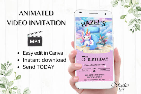Download Unicorn Birthday Invitation 5 Years Old - 5 years Collection
