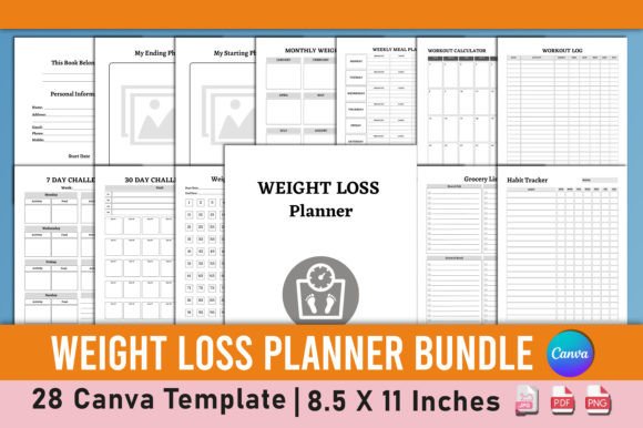 Download Weight Loss Planner Bundle Canva - Planner Collection