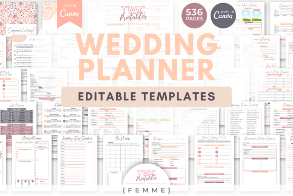 Download Wedding Planner Canva Templates | FEMME - Planner Collection
