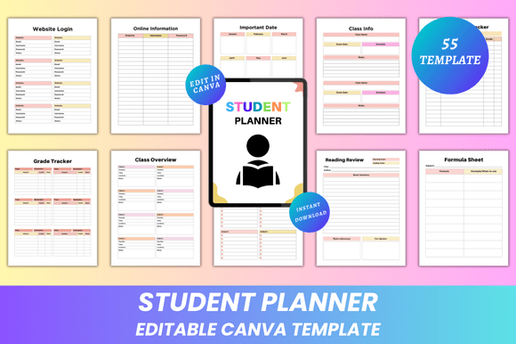 Download Editable Student Planner Canva KDP - Planner Collection