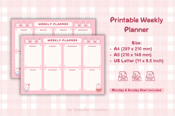 Download Bunny Weekly Planner Printable - Planner Collection