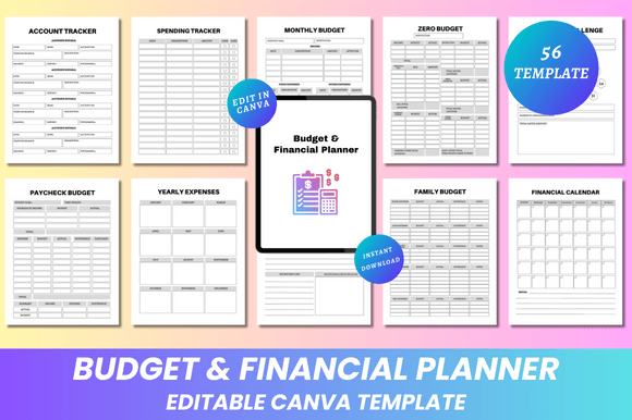 Download Budget &amp; Financial Planner Canva KDP - Planner Collection