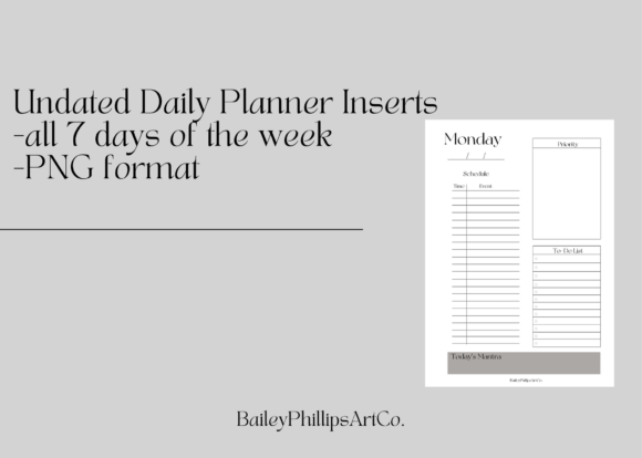 Download Undated Daily Planner Inserts - Planner Collection