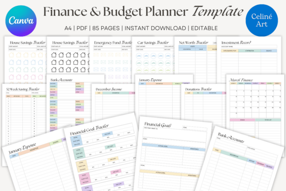 Download Finance &amp; Budget Planner Canva Template - Planner Collection