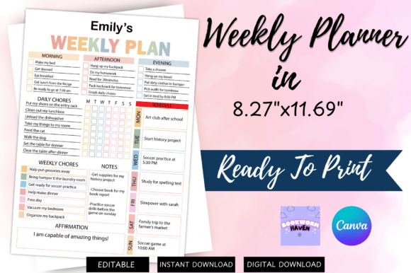 Download Weekly Planner for Kids - Planner Collection