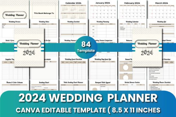Download 2024 Wedding Planner Canva Templates - Planner Collection