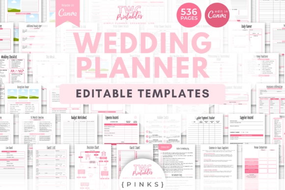 Download Wedding Planner Canva Templates | PINKS - Planner Collection