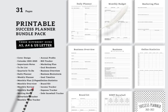 Download Printable Success Planner Bundle Pack - Planner Collection