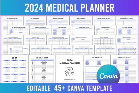 Download Editable 2024 Medical Planner for Canva - Planner Collection