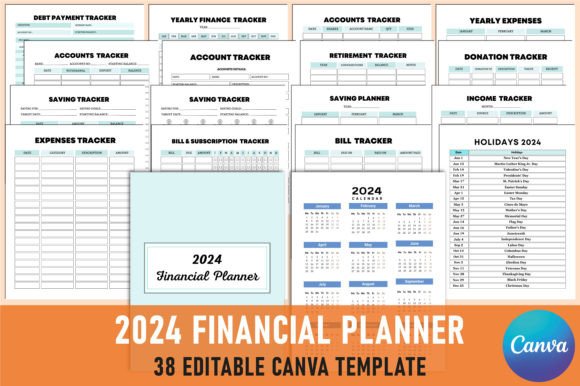 Download Editable 2024 Financial Planner Canva - Planner Collection