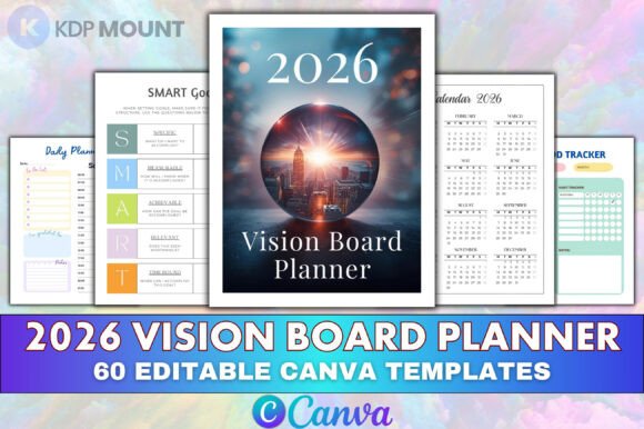 Download 2026 Vision Board Planner Canva Editable - Planner Collection