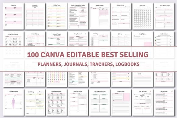 Download 100 Editable Canva Planners Templates - Planner Collection