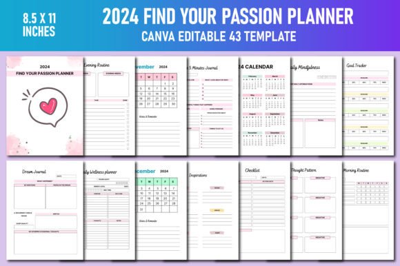 Download 2024 Find Your Passion Planner Canva KDP - Planner Collection