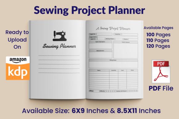 Download Sewing Project Planner KDP Interior - Planner Collection