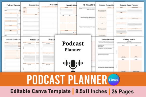 Download Editable Podcast Planner Canva Template - Planner Collection