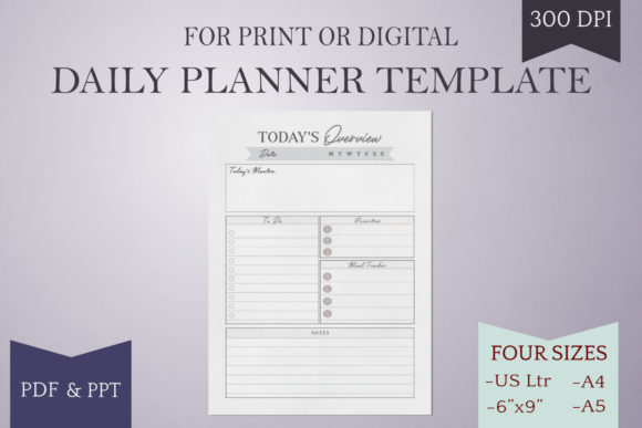 Download Daily Planner Page - Printable - 4 Sizes - Planner Collection