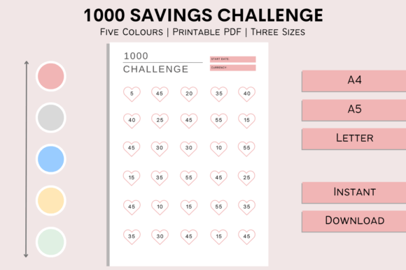 Download 1000 Savings Challenge Money Planner - Planner Collection
