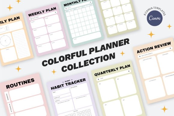 Download Colorful CANVA Planner Template Set - Planner Collection