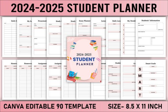Download Editable 2024-2025 Student Planner Canva - Planner Collection
