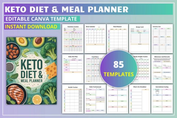 Download Editable Keto Diet &amp; Meal Planner - Planner Collection
