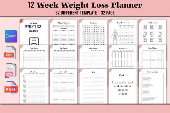 Download Editable Weight Loss Planner Canva - Planner Collection