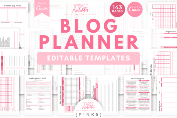 Download Blog Planner Canva Templates | PINKS - Planner Collection
