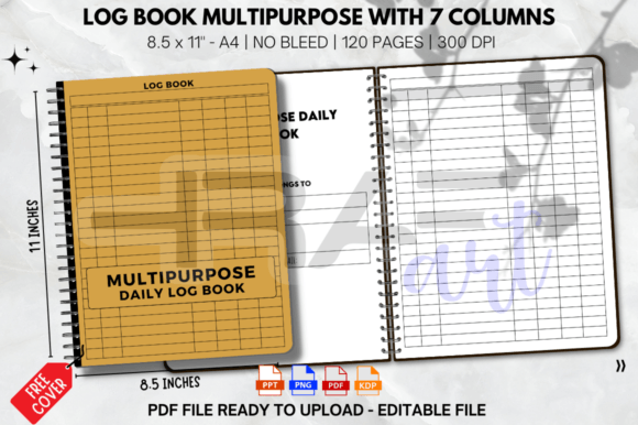 Download Log Book Multipurpose with 7 Columns KDP - Log book Collection