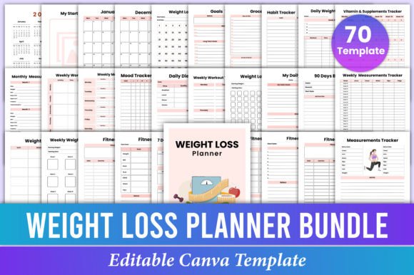 Download Weight Loss Planner Bundle Canva Kdp - Planner Collection
