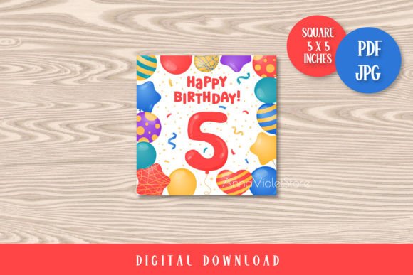 Download Happy Birthday 5 Years Printable Card - 5 years Collection