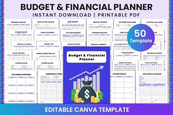 Download Editable Budget &amp; Financial Planner KDP - Planner Collection