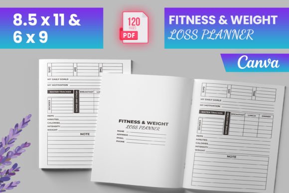 Download Fitness &amp; Weight Loss Planner Canva KDP - Planner Collection