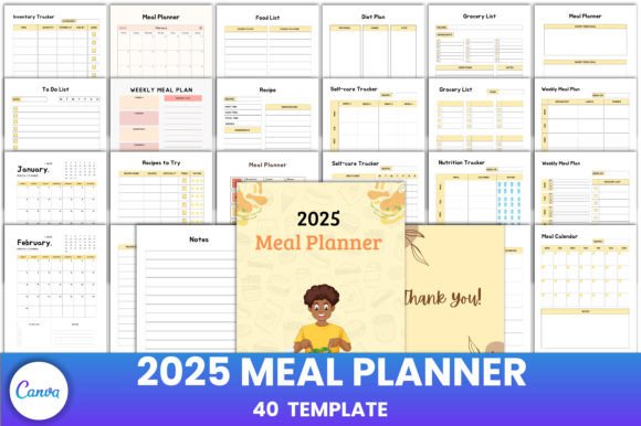 Download Editable 2025 Meal Planner Canva - Planner Collection