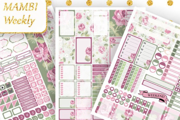 Download Weekly Planner Stickers Purple Roses - Planner Collection