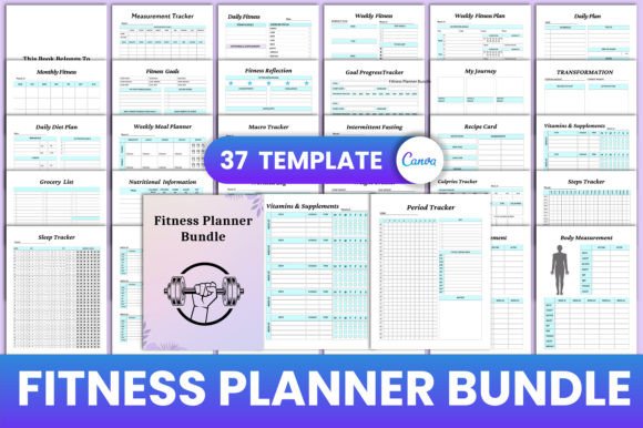 Download Editable Fitness Planner Bundle Canva - Planner Collection