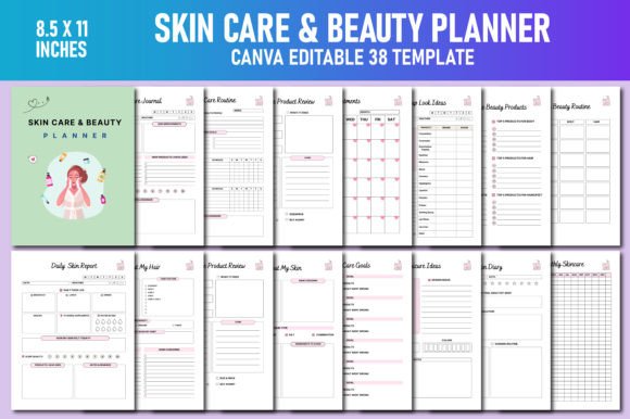 Download Skin Care &amp; Beauty Planner Canva KDP - Planner Collection
